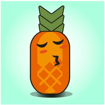 Cute Pineapple cartoon mascot gradient background character vector design Stock Illustration