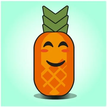Cute Pineapple cartoon mascot gradient background character vector design Stock Illustration