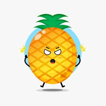 Cute pineapple character is angry Stock Illustration