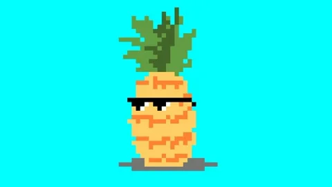 Cute pineapple character pixel animation for summer Stock Footage 244844750