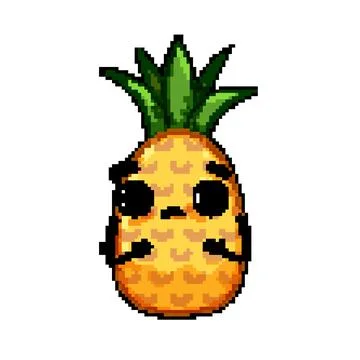Cute pineapple character pixel art vector illustration Stock Illustration