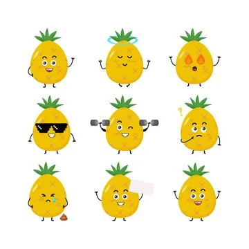 Cute pineapple character vector illustration Stock Illustration