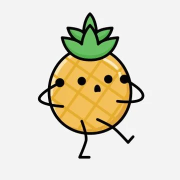 Cute Pineapple Fruit Mascot Vector Character in Flat Design Style Stock Illustration