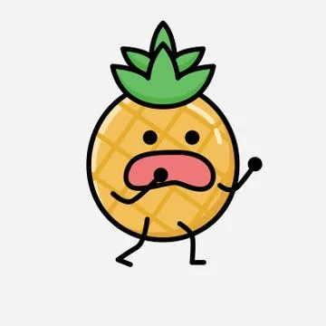 Cute Pineapple Fruit Mascot Vector Character in Flat Design Style Stock Illustration