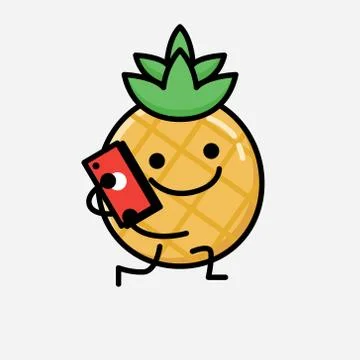 Cute Pineapple Fruit Mascot Vector Character in Flat Design Style Stock Illustration