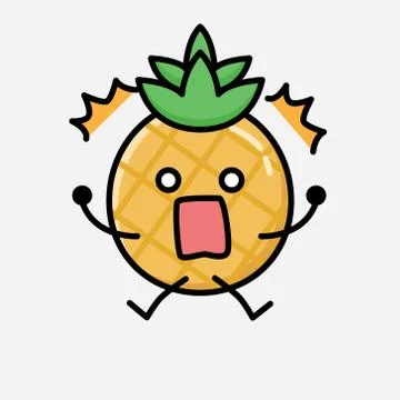 Cute Pineapple Fruit Mascot Vector Character in Flat Design Style Stock Illustration