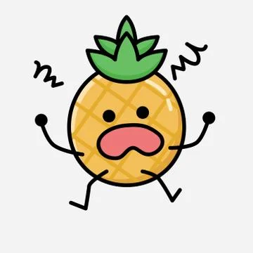 Cute Pineapple Fruit Mascot Vector Character in Flat Design Style Stock Illustration