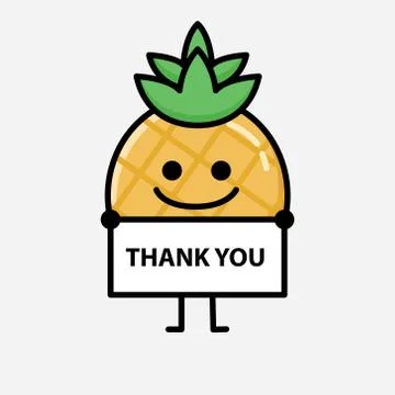 Cute Pineapple Fruit Mascot Vector Character in Flat Design Style 스톡 일러스트