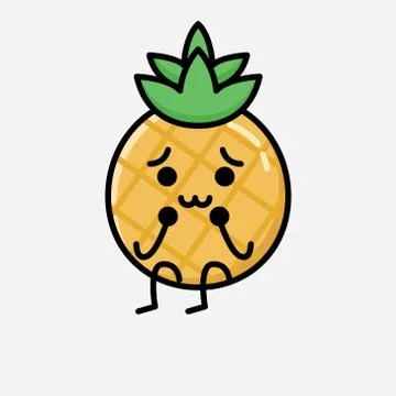 Cute Pineapple Fruit Mascot Vector Character in Flat Design Style Stock Illustration