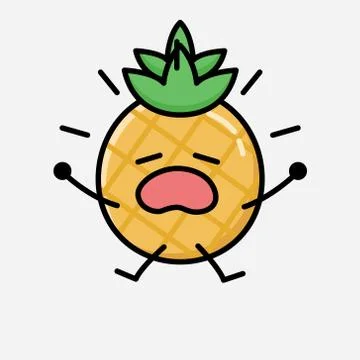 Cute Pineapple Fruit Mascot Vector Character in Flat Design Style Stock Illustration