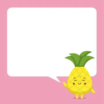 Cute Pineapple with Speech Bubbles Stock Illustration
