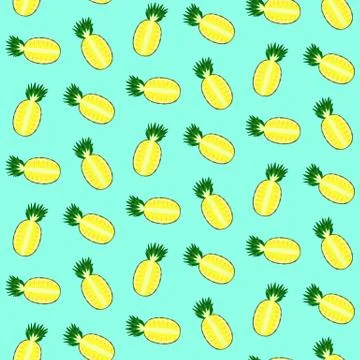 Cute pineapple split in a half pattern Illustrazione stock