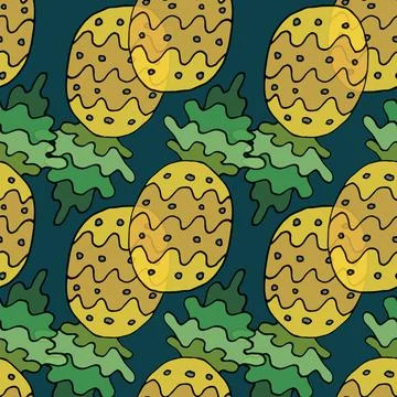 Cute pineapple vector repeat pattern design background Stock Illustration