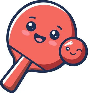 Cute ping pong paddle and ball characters Stock Illustration