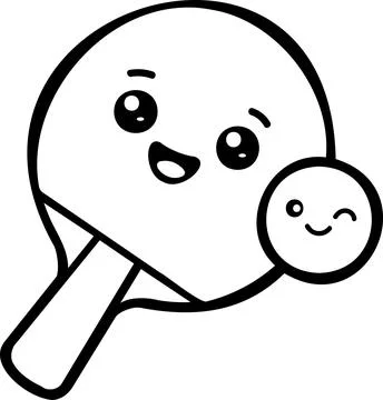 Cute ping pong paddle coloring page icon Stock Illustration