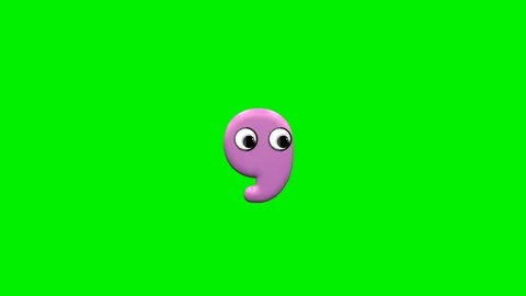 Cute pink 3d comma punctuation mark cartoon character with big eyes Stock Footage 336001676