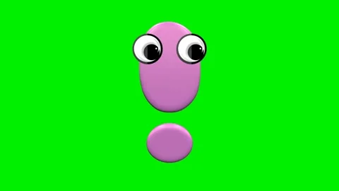 Cute pink 3d exclamation mark punctuation sign cartoon character with big eyes Vídeos de archivo 336001674