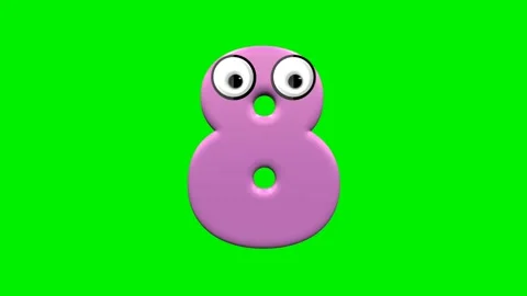 Cute pink 3d number cartoon character collection with big eyes Stock Footage 336001733