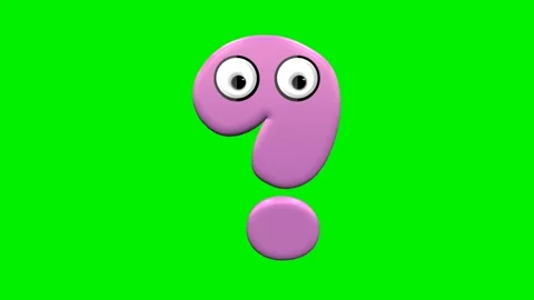 Cute pink 3d question mark punctuation sign cartoon character with big eyes Stock Footage 336001694
