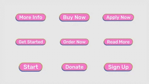 Cute pink action buttons animation set with click reaction Stock Footage 335276133
