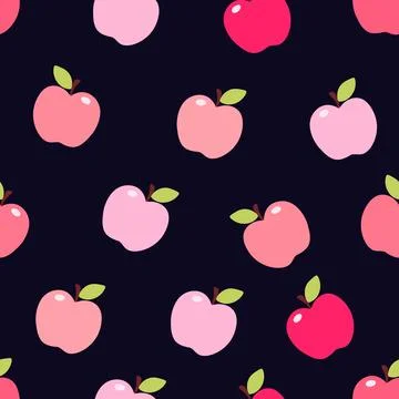 Cute pink Apple pattern. Fruit vector illustration Stock Illustration