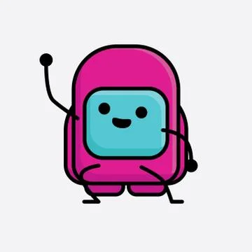 Cute Pink Astronaut Vector Character Stock Illustration
