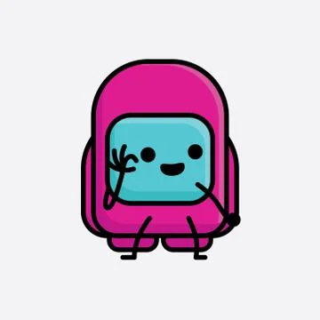 Cute Pink Astronaut Vector Character Stock Illustration