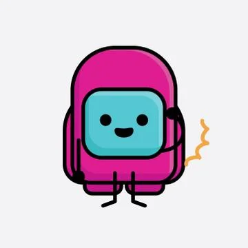 Cute Pink Astronaut Vector Character Stock Illustration