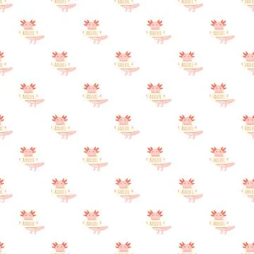 Cute pink axolotls seamless pattern on white background 库存插图