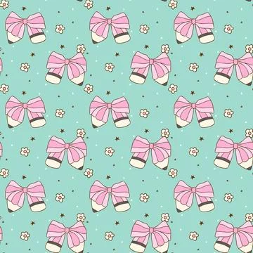 Cute Pink Back to School Girly Seamless Pattern Coquette School Supplies Ha.. Stock Illustration