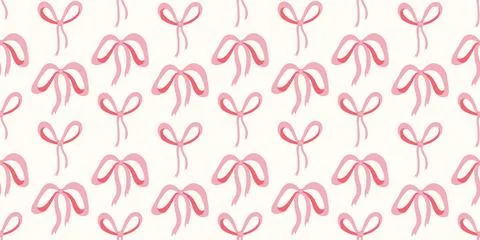 Cute pink bows seamless pattern Stock Illustration