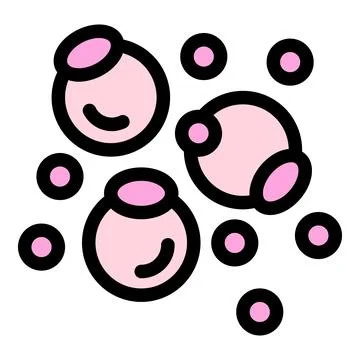 Cute pink bubbles with cartoon faces イラスト素材