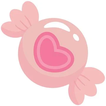Cute Pink Candy with Heart Shape Illustration, Sweet Bonbon Vector Stock-Illustration