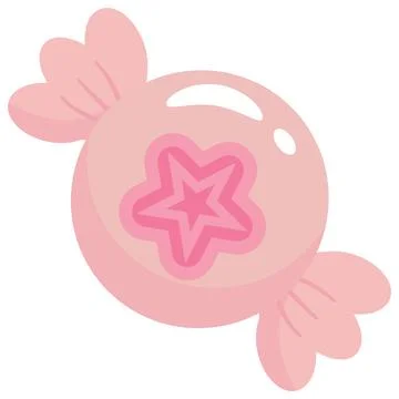 Cute pink candy with star pattern in flat vector style isolated on white ba.. Stock-Illustration