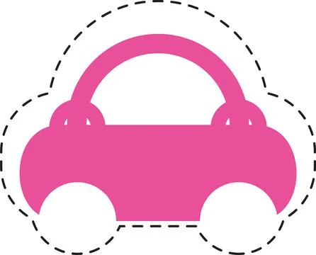 Cute Pink Car Silhouette with Dashed Outline Illustrazione stock