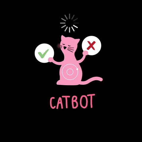 Cute pink cat animation with check and cross icons Stock Footage 314308730