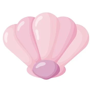 Cute Pink Clam Shell Flat Vector Illustration Stock Illustration