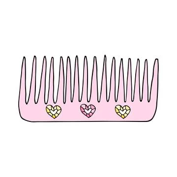 Cute pink comb adorned with tiny heart gems. Suited for beauty, fashion, or Stock Illustration