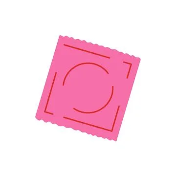 Cute pink condom flat vector illustration. Valentine day concept. Good for .. Stock Illustration