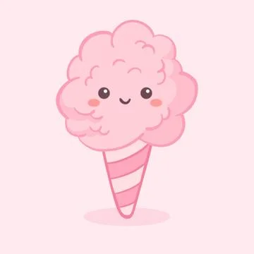 Cute Pink Cotton Candy Vector Cartoon Stock-Illustration
