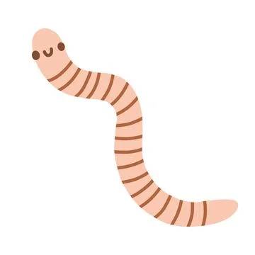 Cute pink earthworm character vector illustration with striped pattern and Stock Illustration