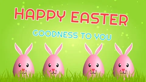 Cute pink eggs animated on blur background with beautiful Easter greetings Stock Footage 234110515
