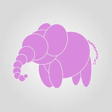 Cute pink elephant on gray background illustration Stock Illustration
