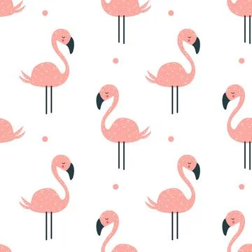 Cute Pink Flamingo Seamless Pattern Background. Vector Illustration 스톡 일러스트