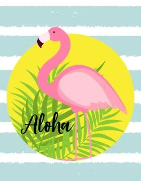 Cute Pink Flamingo Summer Background Vector Illustration Stock Illustration