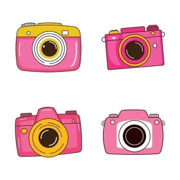 Cute Pink Girly Digital Camera Photo Photography Set 스톡 일러스트