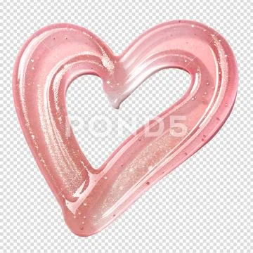 Cute pink heart lip balm with shimmer effect PSD Template
