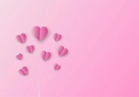 Cute pink heart shape flowers bouquet on pink background Stock Illustration