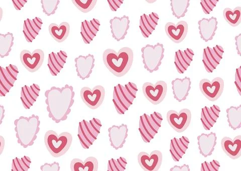 Cute pink Hearts Seamless Pattern. Retro Love Style for Print on Textile, W.. Stock Illustration
