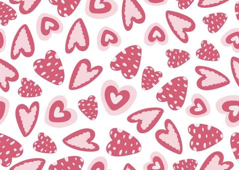 Cute pink Hearts Seamless Pattern. Retro Love Style for Print on Textile, W.. Stock Illustration